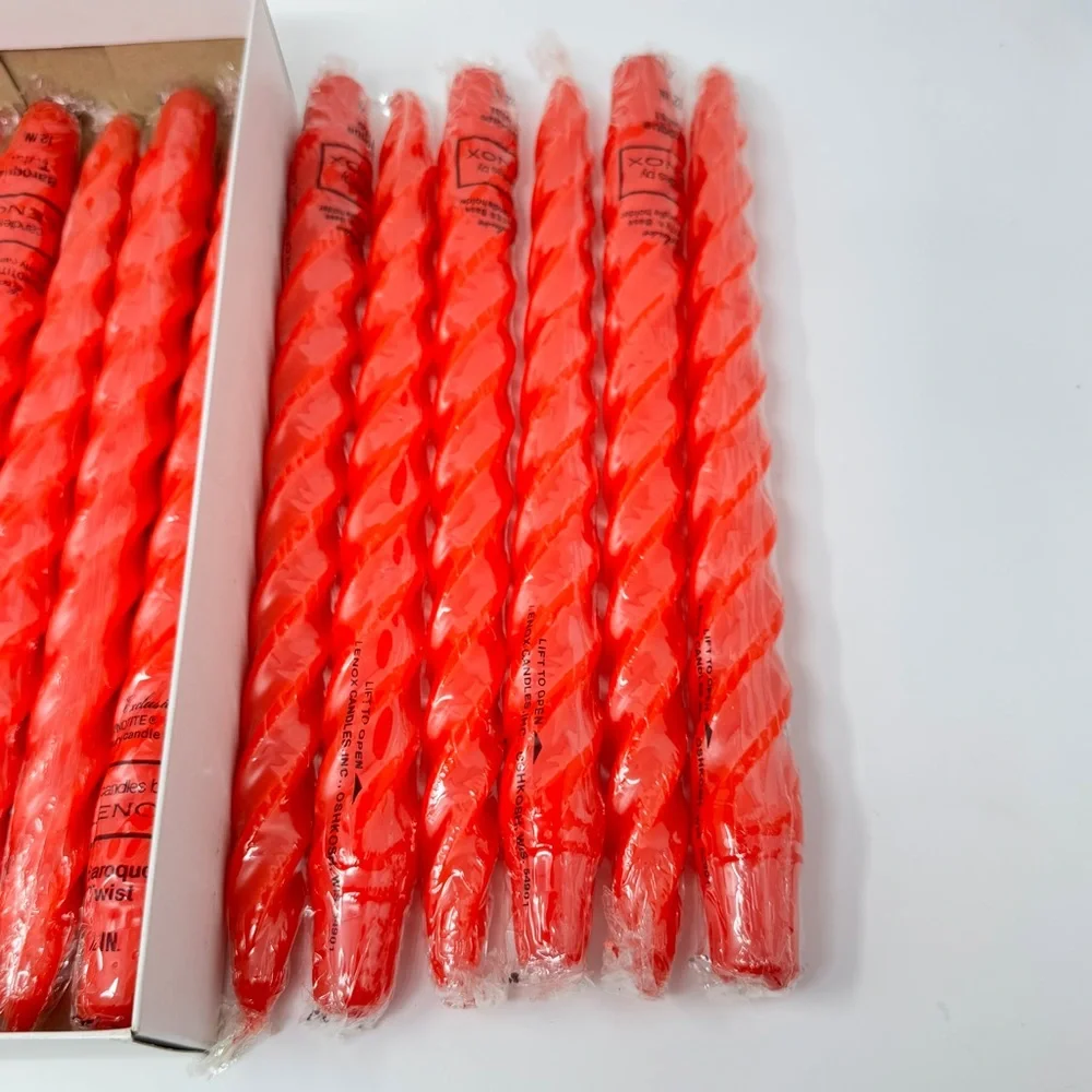 Vintage Lenox 12” Baroque Twist Taper Candles in Red Color - NEW in Plastic